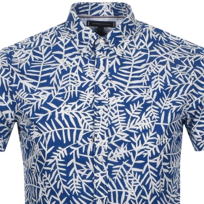 Shop Tommy Hilfiger Short Sleeved Leaf Shirt Blue