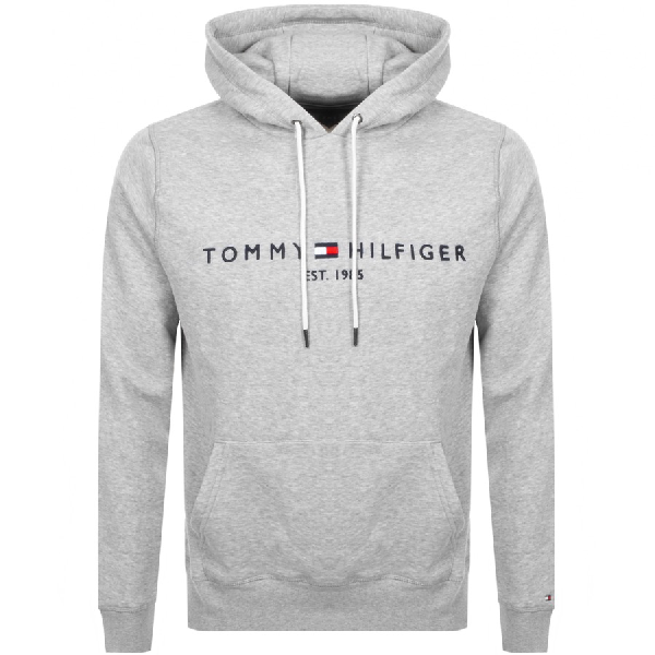 tommy hilfiger grey logo hoodie