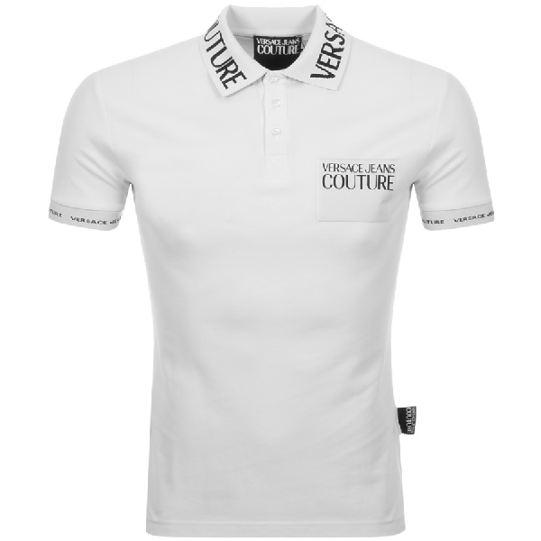 Versace Jeans Couture Plain Pique VJC Badge Polo Shirt in White