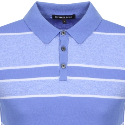 Shop Michael Kors Stripe Knitted Polo T Shirt Blue