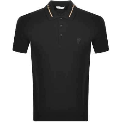 Shop Versace Short Sleeved Polo Tshirt Black