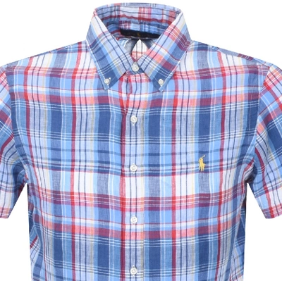 Shop Ralph Lauren Short Sleeved Check Shirt Blue