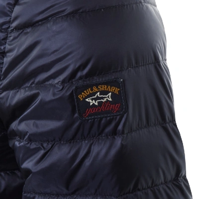 Shop Paul & Shark Paul And Shark Full Zip Quilted Hooded Jacket Navy