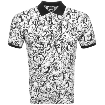 Shop Just Cavalli Short Sleeved Polo T Shirt White In Black
