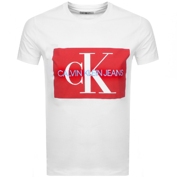 calvin klein white t shirt red logo