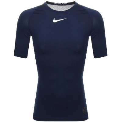 Shop Nike Training Compression Logo T Shirt Navy