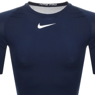 Shop Nike Training Compression Logo T Shirt Navy