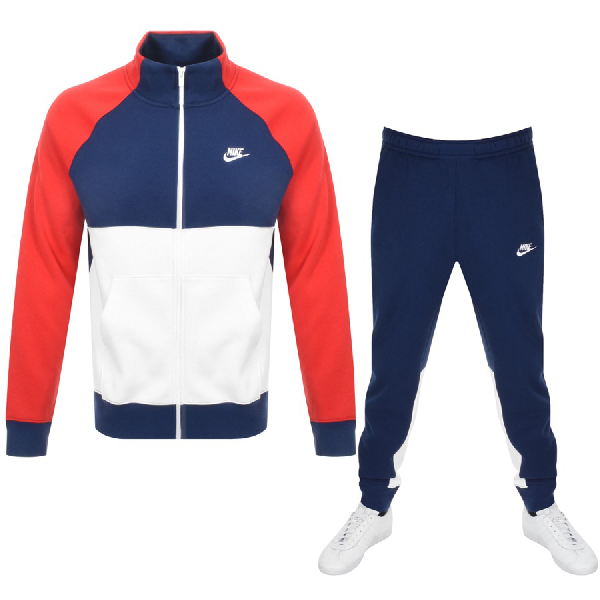nike tracksuit blue white and red