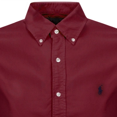 Shop Ralph Lauren Long Sleeved Oxford Shirt Burgundy In Burgandy