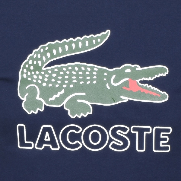 Lacoste Logo Print Crew Neck T-shirt In Blue | ModeSens