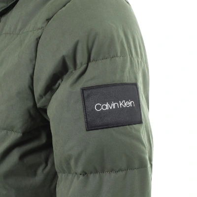Shop Calvin Klein Logo Hooded Quilt Jacket Green