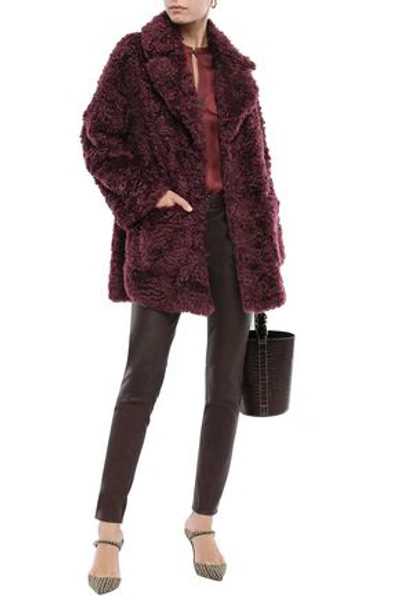 Shop Brunello Cucinelli Woman Reversible Mohair And Cotton-blend Coat Plum