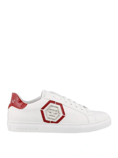 Shop Philipp Plein Low-top Leather Sneakers With Logo In White