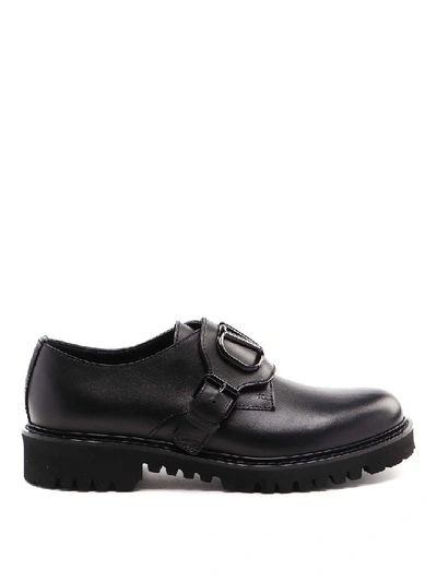 Shop Valentino Vlogo Monkstrap Loafers In Black