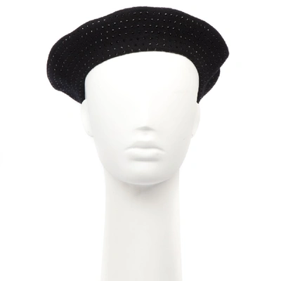 Shop Saint Laurent Black Wool Crystal Embellished Beret Fw 2019