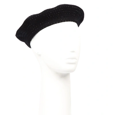 Shop Saint Laurent Black Wool Crystal Embellished Beret Fw 2019