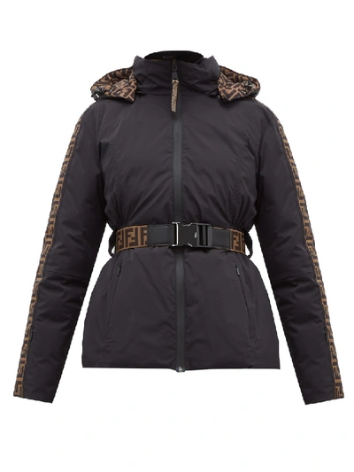 Shop Fendi Reversible Ff-print Shell-down Ski Jacket In Black