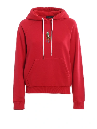 Shop Polo Ralph Lauren Cross-stitch Logo Hoodie In Red