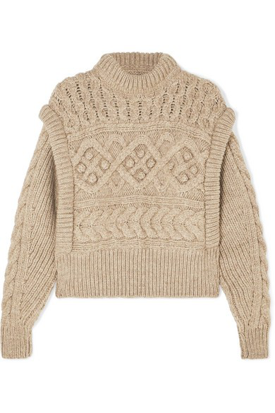 Isabel Marant Milane Cropped Cable-knit Merino Wool Sweater In 90be Beige |  ModeSens