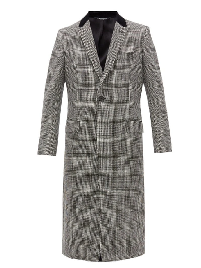 Shop Dolce & Gabbana Single-breasted Checked Wool-blend Coat In Grey