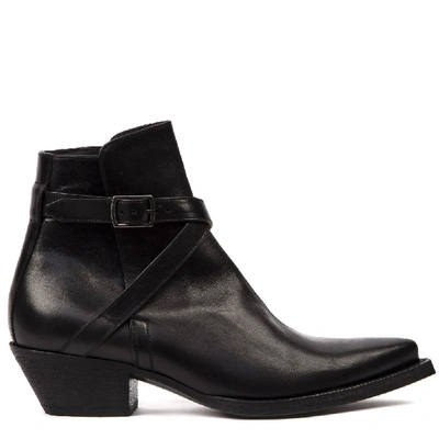 Shop Saint Laurent Black Leather Wyatt Ankle Boots