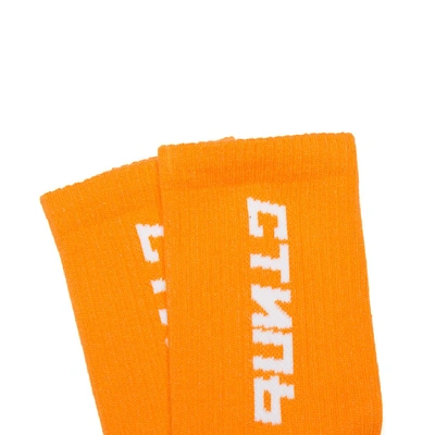 Shop Heron Preston Ctnmb Long Socks In Orange