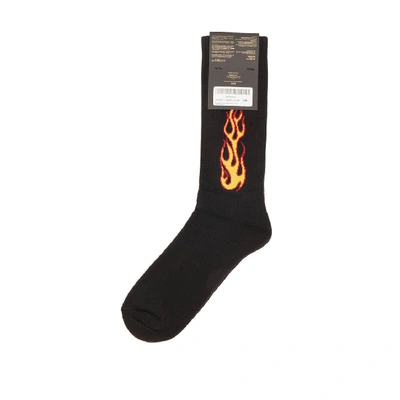 Shop Palm Angels Flames Socks In Black