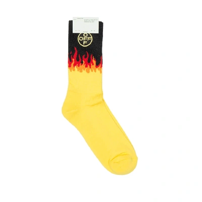 Shop Off-white Off Cross Flamed Socks In Gold