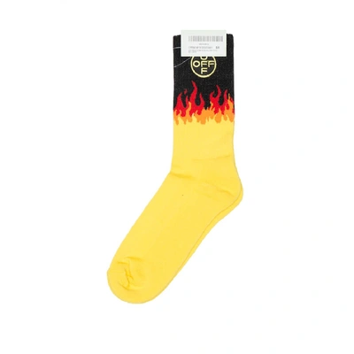 Shop Off-white Off Cross Flamed Socks In Gold