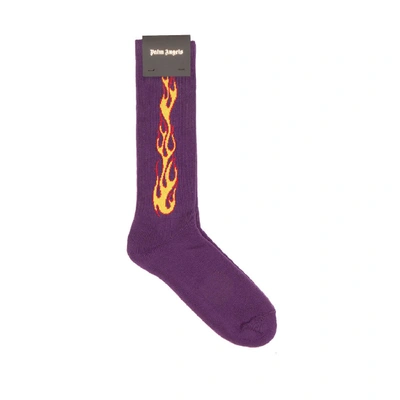 Shop Palm Angels Flame Socks In Grey