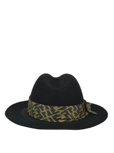 Shop Fendi Silk Ribbon Felt Fedora Hat In Black