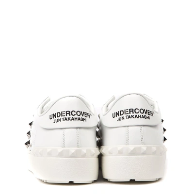 Shop Valentino Rockstud Untitled White Leather Sneakers