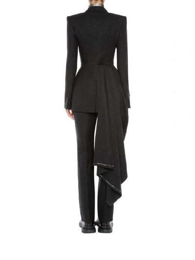 Shop Alexander Mcqueen Asymmetrical Wool Jacket In Black