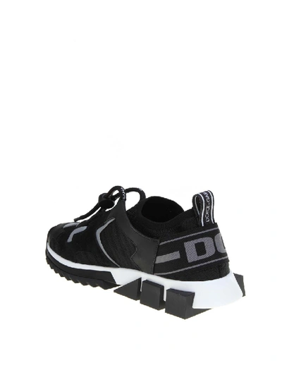 Shop Dolce & Gabbana Sorrento Sneakers Trekking In Knit And Leather Black