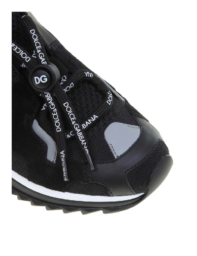 Shop Dolce & Gabbana Sorrento Sneakers Trekking In Knit And Leather Black