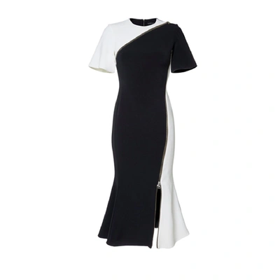 Shop David Koma Zip Women Black And White Midi Dress