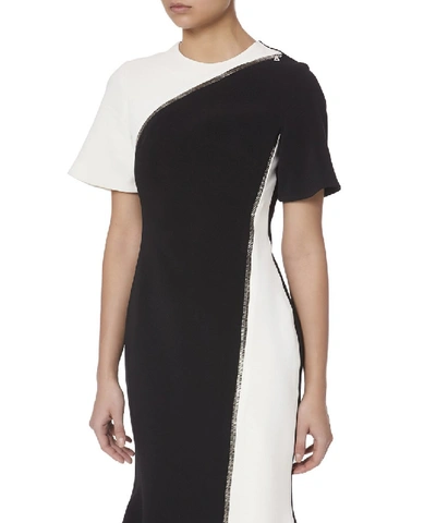 Shop David Koma Zip Women Black And White Midi Dress