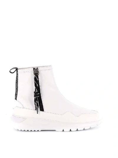 Shop Hogan Interactive White Leather Ankle Boots