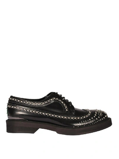 Shop Alexander Mcqueen Studded Black Leather Lace-ups