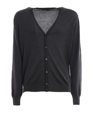 Shop Fay Worsted Wool Cardigan In Black