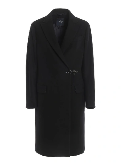 Shop Fay Black Wool And Cashmere Hook Coat