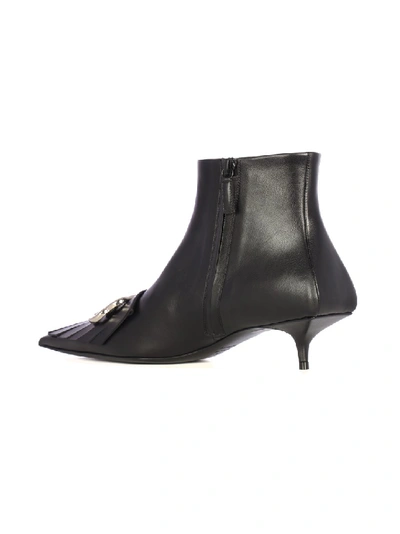 Shop Balenciaga Knife Leather Ankle Boots In Grey