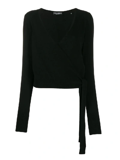 Shop Dolce & Gabbana Black Wrap Cashmere Cardigan