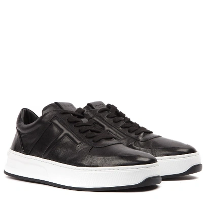 Shop Tod's Black Leather Laced Sneaker