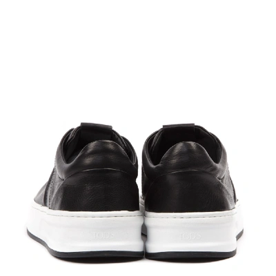 Shop Tod's Black Leather Laced Sneaker