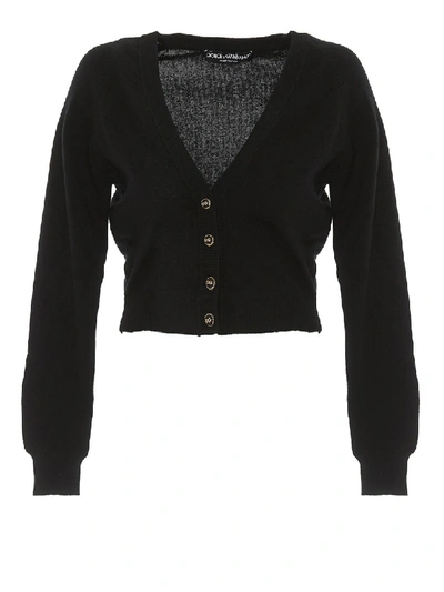Shop Dolce & Gabbana Crop Wool Cardigan In Black