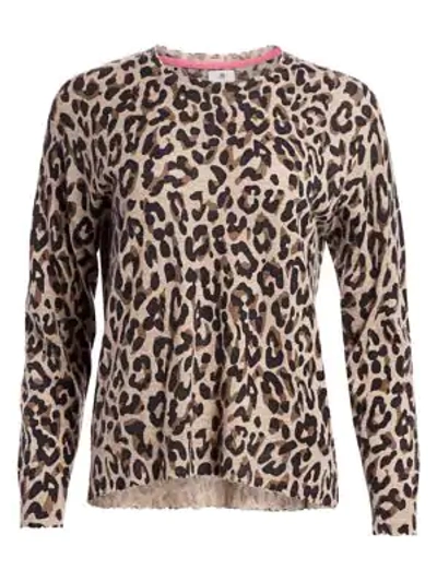 Shop Sundry Leopard Print Crew Sweater In Oatmeal