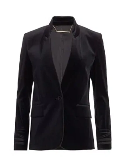 Shop Frame Soutache-trim Velvet Jacket In Noir