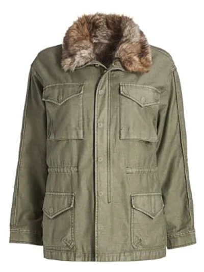 Shop Frame Faux-fur Lined Service Jacket In Military