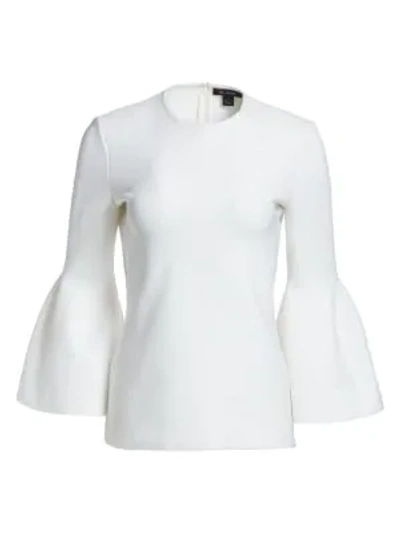 Shop St John Sculptural Milano Knit Bell Sleeve Top In White